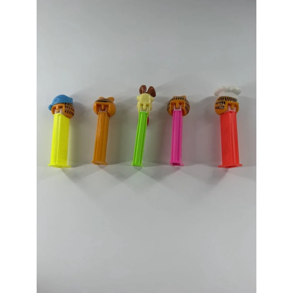 Vintage Garfield Odie PEZ Dispenser Lot 5‎ Sleepy Chef Pink Stem